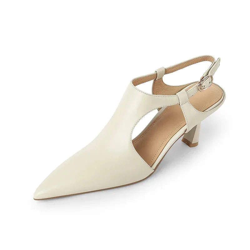 binfenxie  -  NEW Summer/Spring Women Shoes Pointed Toe Thin Heel Sandals Solid High Heels Elegant Genuine Leather Shoes for Women Party Shoes