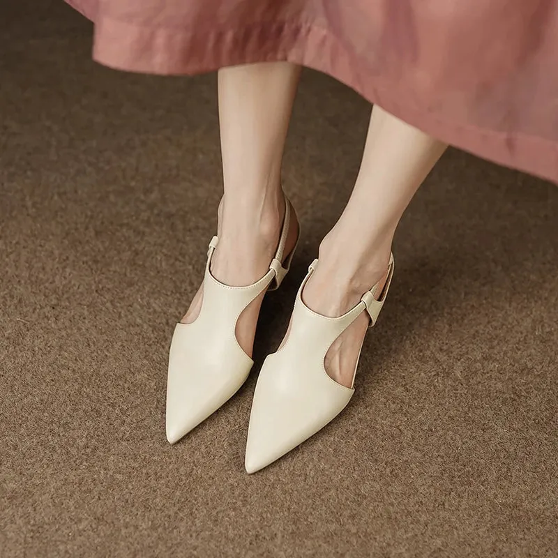binfenxie  -  NEW Summer/Spring Women Shoes Pointed Toe Thin Heel Sandals Solid High Heels Elegant Genuine Leather Shoes for Women Party Shoes