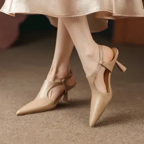 binfenxie  -  NEW Summer/Spring Women Shoes Pointed Toe Thin Heel Sandals Solid High Heels Elegant Genuine Leather Shoes for Women Party Shoes