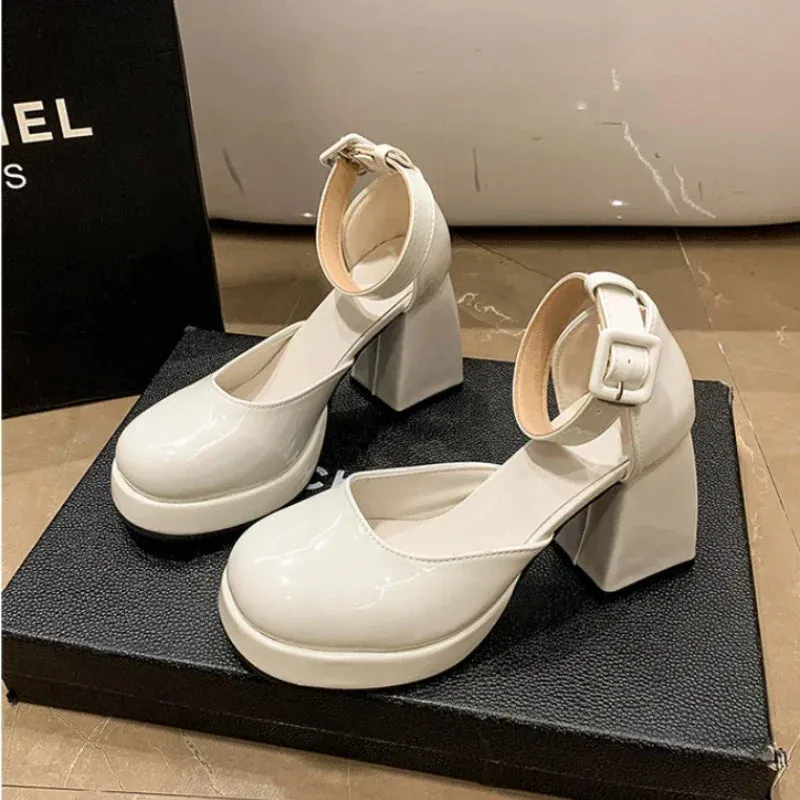 binfenxie  -  Platform Heels Pumps Women Shoes Mary Jane Shoes Chunky Heel Fashion Women's Sandals Party Pink Luxury Designer High Heels Women