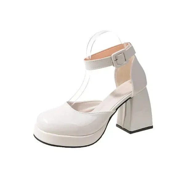 binfenxie  -  Platform Heels Pumps Women Shoes Mary Jane Shoes Chunky Heel Fashion Women's Sandals Party Pink Luxury Designer High Heels Women