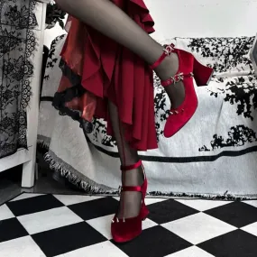 binfenxie  -  Pointed High Heel Shoes Lolita Woman Spring and Autumn Y2k Asian Culture Hot Girl Shallow Mouth Pumps Rivet Suede Party Shoes