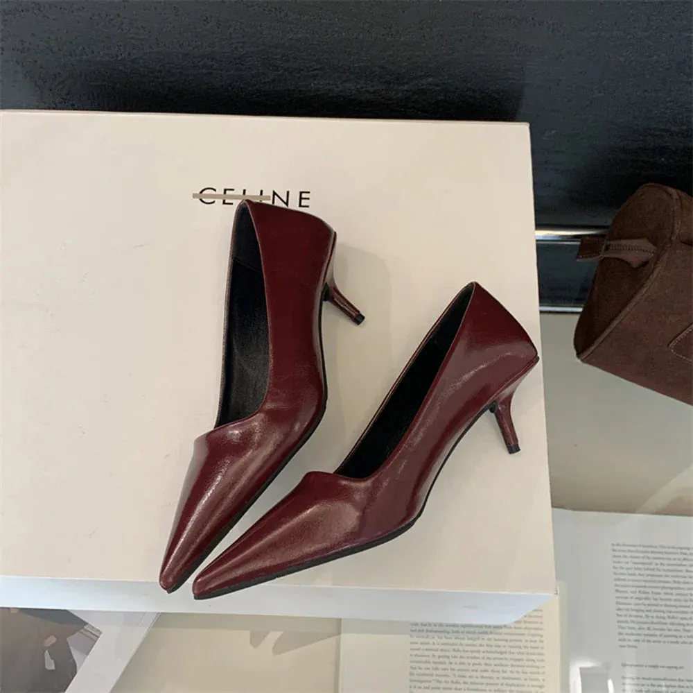binfenxie  -  Pointed Toe Women Pumps 2024 New Arrivals Black Brown Red Thin High Heels Shallow Slip On Pumps Stiletto Sexy Party Shoes Woman