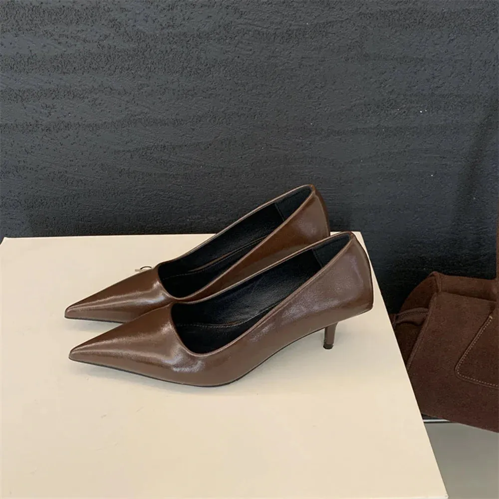 binfenxie  -  Pointed Toe Women Pumps 2024 New Arrivals Black Brown Red Thin High Heels Shallow Slip On Pumps Stiletto Sexy Party Shoes Woman