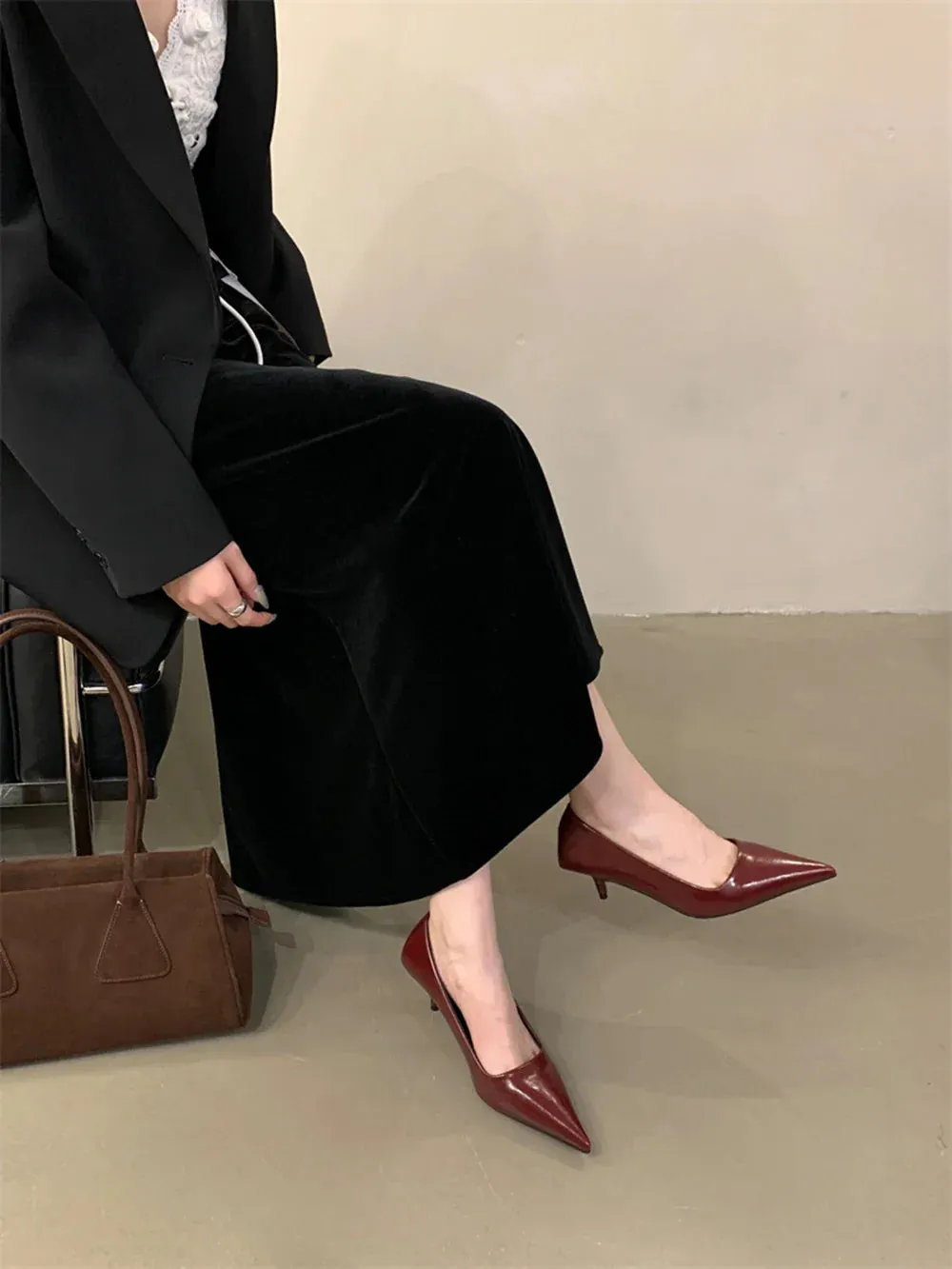 binfenxie  -  Pointed Toe Women Pumps 2024 New Arrivals Black Brown Red Thin High Heels Shallow Slip On Pumps Stiletto Sexy Party Shoes Woman