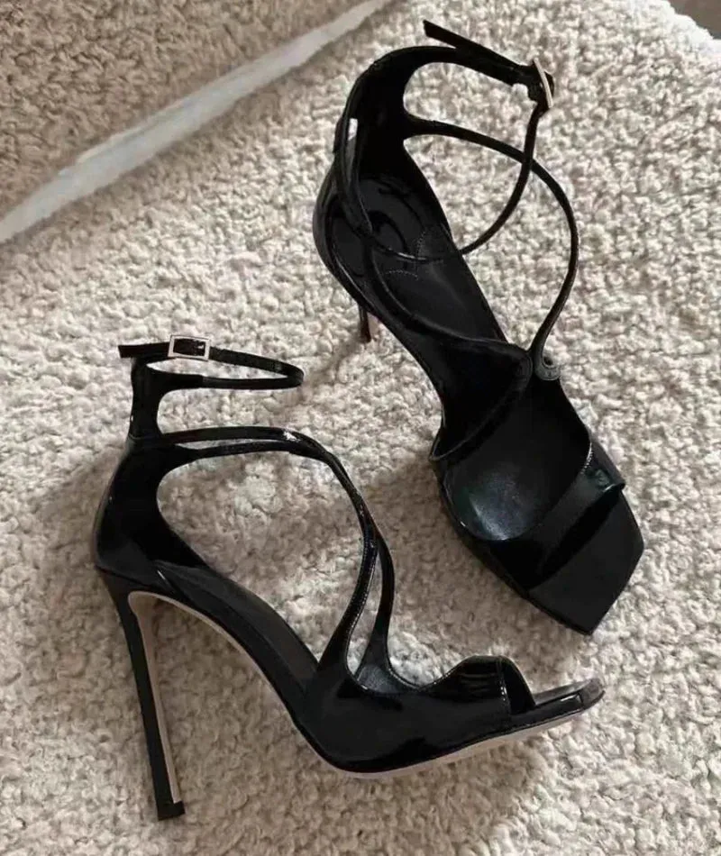 binfenxie  -  Satin Luxury Designer High Heels Women Square Toe Thin High Heel Sandals Female Cross Strap Sexy Party Dress Shoes Pumps Women