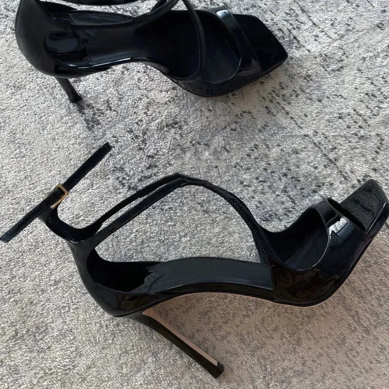 binfenxie  -  Satin Luxury Designer High Heels Women Square Toe Thin High Heel Sandals Female Cross Strap Sexy Party Dress Shoes Pumps Women