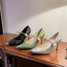 binfenxie  -  Size 31-43 High Heels Stiletto Heel Pointed Toe Pearls Beautiful Dress Shoes Women Party Dress Shoes Small Size