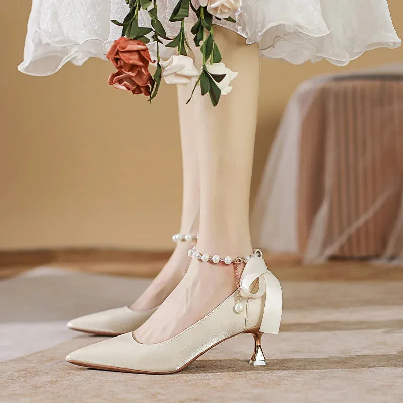 binfenxie  -  Size 34-43 Low Heel Wedding Shoes Women Pointed Toe Party Shoes Point Toe