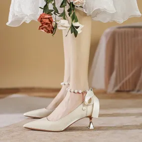binfenxie  -  Size 34-43 Low Heel Wedding Shoes Women Pointed Toe Party Shoes Point Toe