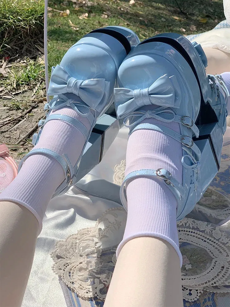 binfenxie  -  Summer Fashion Tea Party Sweet Lolita Shoes Women's Super High Heels 12cm Platform 4cm Cute Square Toe Mary Jane Shoes