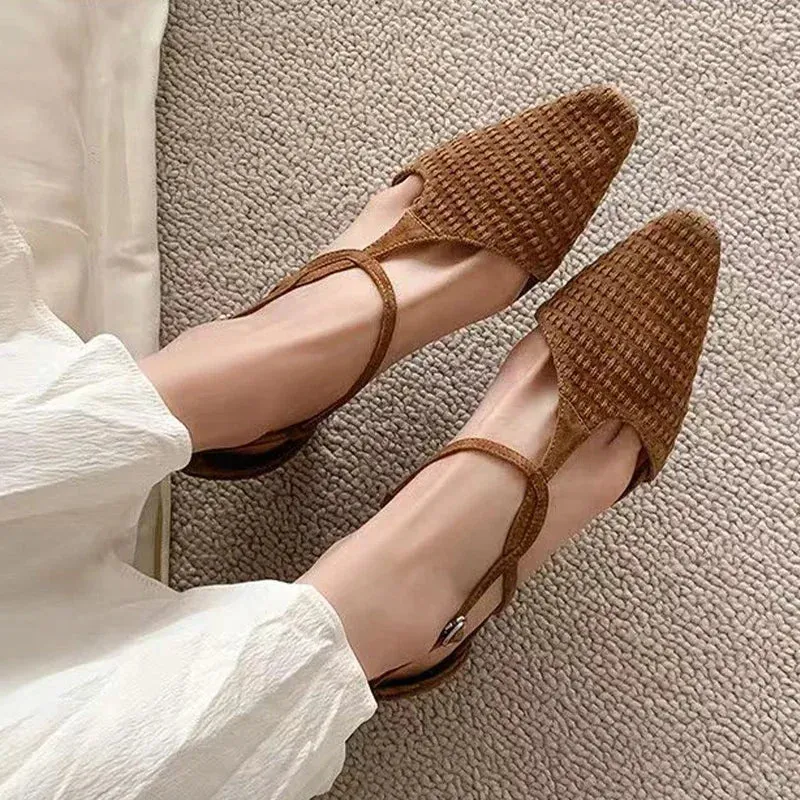 binfenxie  -  Summer Mid Heels Shoes Women Pointed Toe Sexy Sandals 2024 Fashion Elegant Party Dress Shoes Designer Cozy Female Zapatillas