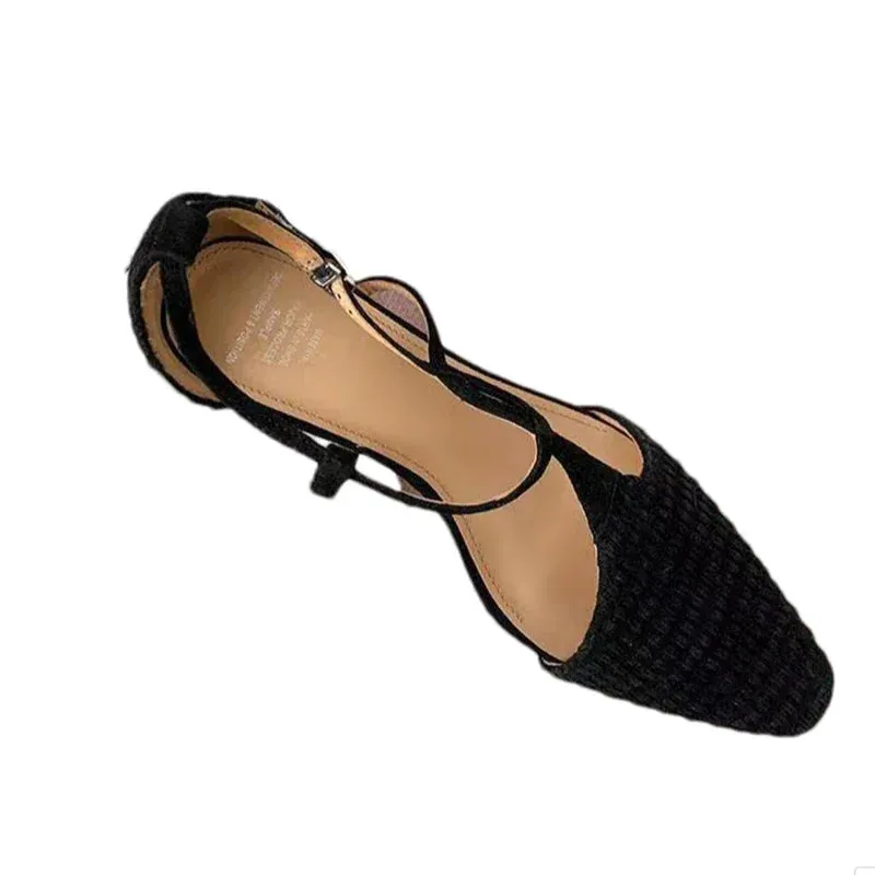 binfenxie  -  Summer Mid Heels Shoes Women Pointed Toe Sexy Sandals 2024 Fashion Elegant Party Dress Shoes Designer Cozy Female Zapatillas