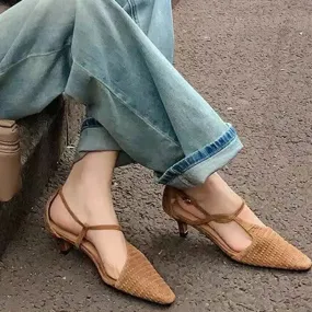 binfenxie  -  Summer Mid Heels Shoes Women Pointed Toe Sexy Sandals 2024 Fashion Elegant Party Dress Shoes Designer Cozy Female Zapatillas