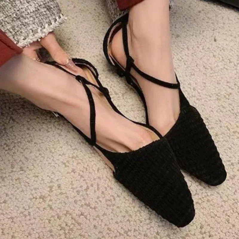 binfenxie  -  Summer Mid Heels Shoes Women Pointed Toe Sexy Sandals 2024 Fashion Elegant Party Dress Shoes Designer Cozy Female Zapatillas