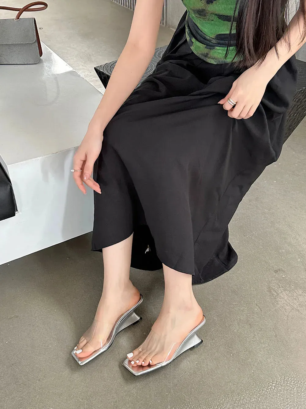 binfenxie  -  Transparent Women Sandals Slides Open Toe Summer Outside Mules Shoes Wedge High Heels Black White Silver Gold Leopard Party Pump