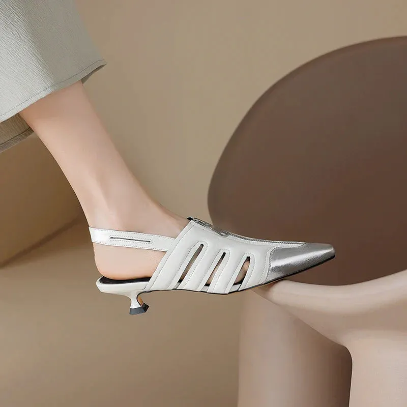 binfenxie  -  Women Shoes Genuine Leather Sandals Thin High Heels Elegant Office Ladies Party Pumps Summer Mature Shoes Woman 2023 New Sandals