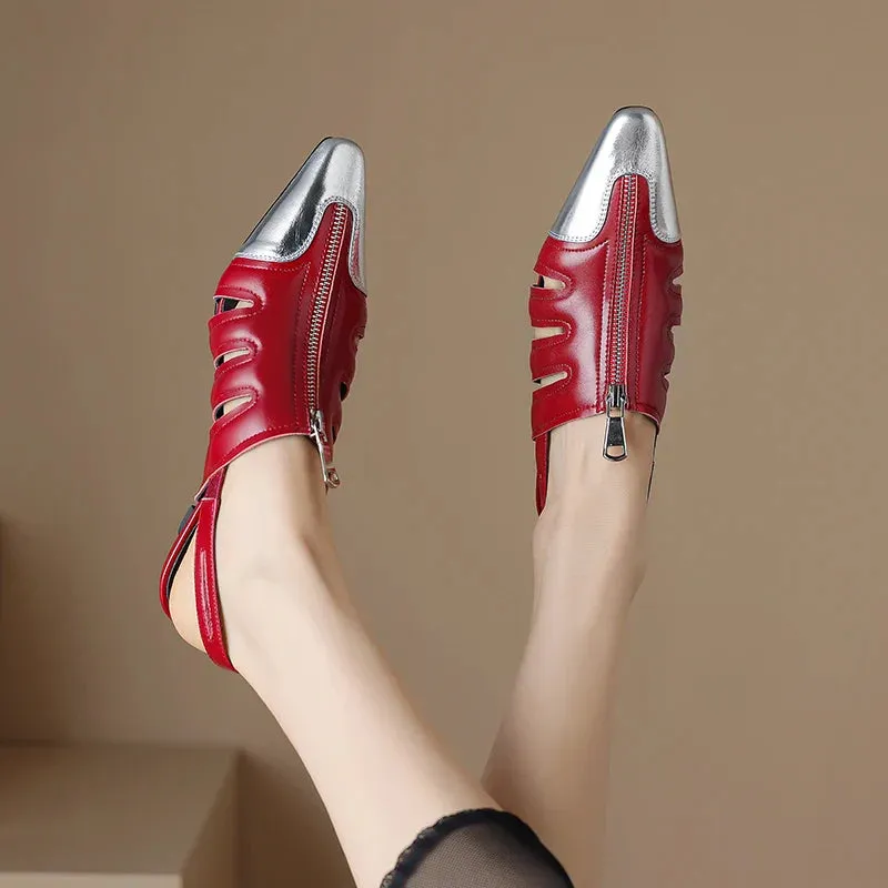 binfenxie  -  Women Shoes Genuine Leather Sandals Thin High Heels Elegant Office Ladies Party Pumps Summer Mature Shoes Woman 2023 New Sandals