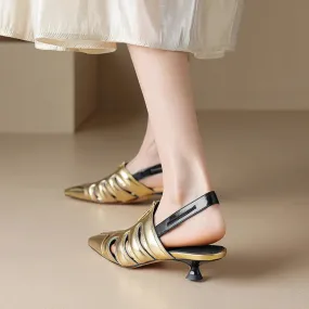 binfenxie  -  Women Shoes Genuine Leather Sandals Thin High Heels Elegant Office Ladies Party Pumps Summer Mature Shoes Woman 2023 New Sandals