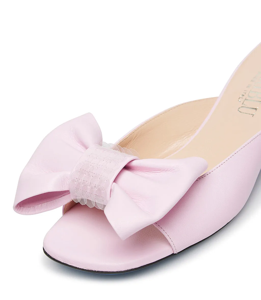 Chic pink nappa leather mules with sequins
