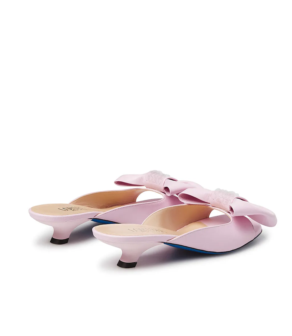 Chic pink nappa leather mules with sequins