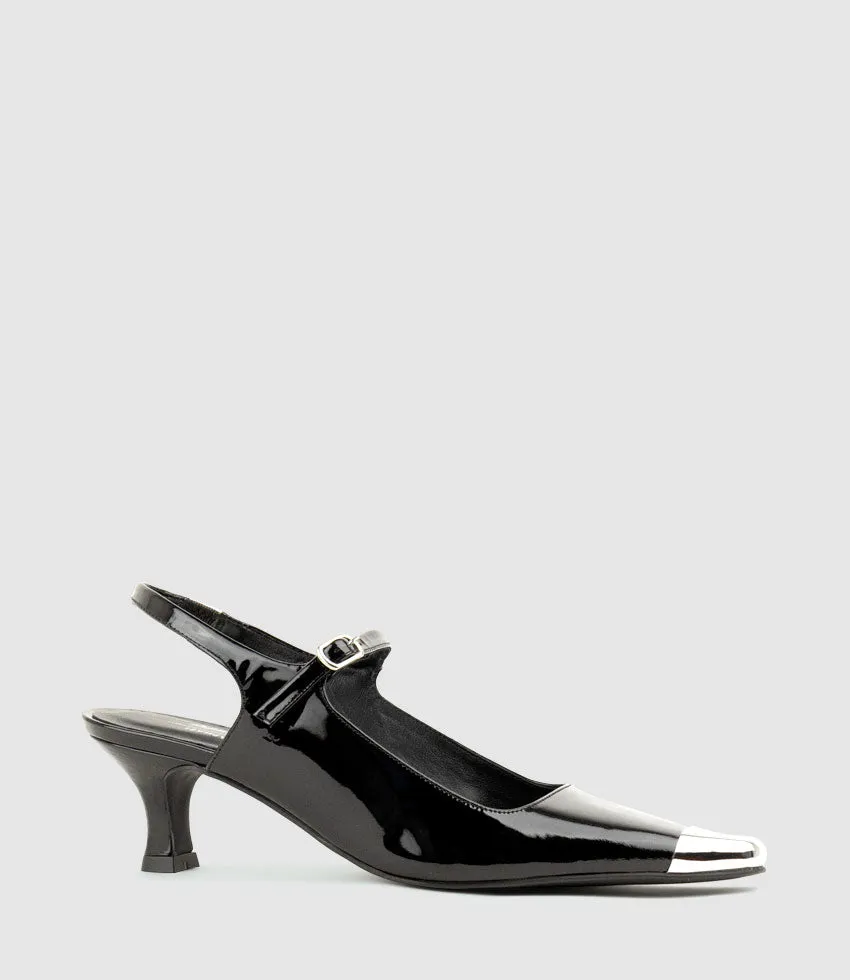 DEVINA60 Mary Jane Slingback Pump in Black Patent