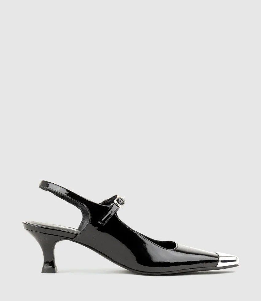 DEVINA60 Mary Jane Slingback Pump in Black Patent