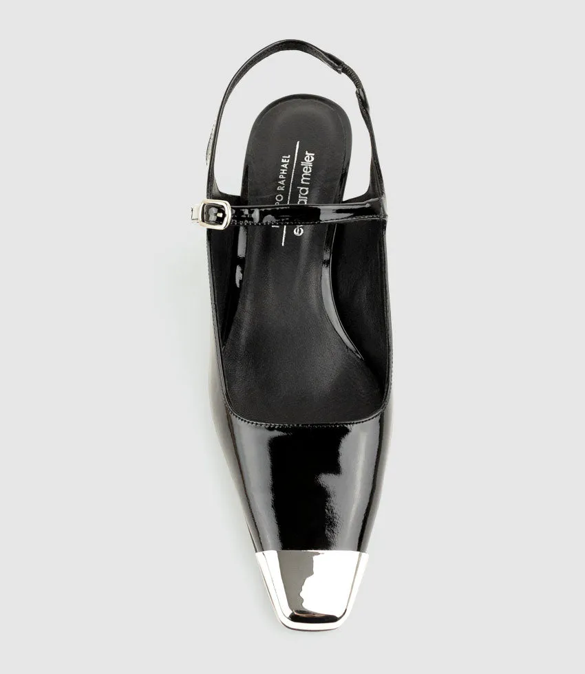 DEVINA60 Mary Jane Slingback Pump in Black Patent