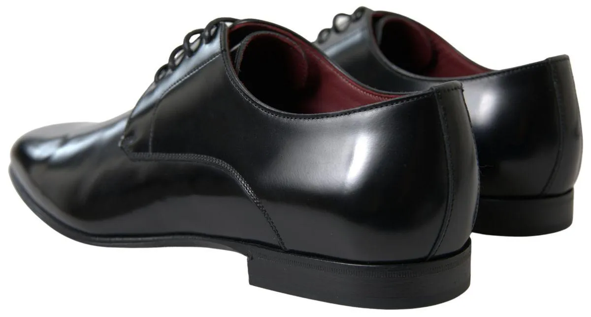 Dolce & Gabbana Black Leather Gold Formal Shoes