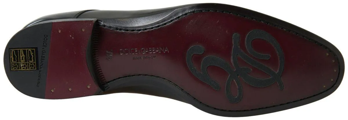 Dolce & Gabbana Black Leather Gold Formal Shoes