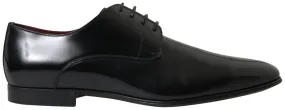 Dolce & Gabbana Black Leather Gold Formal Shoes