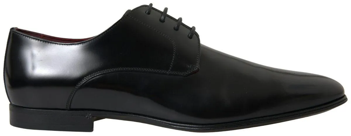 Dolce & Gabbana Black Leather Gold Formal Shoes