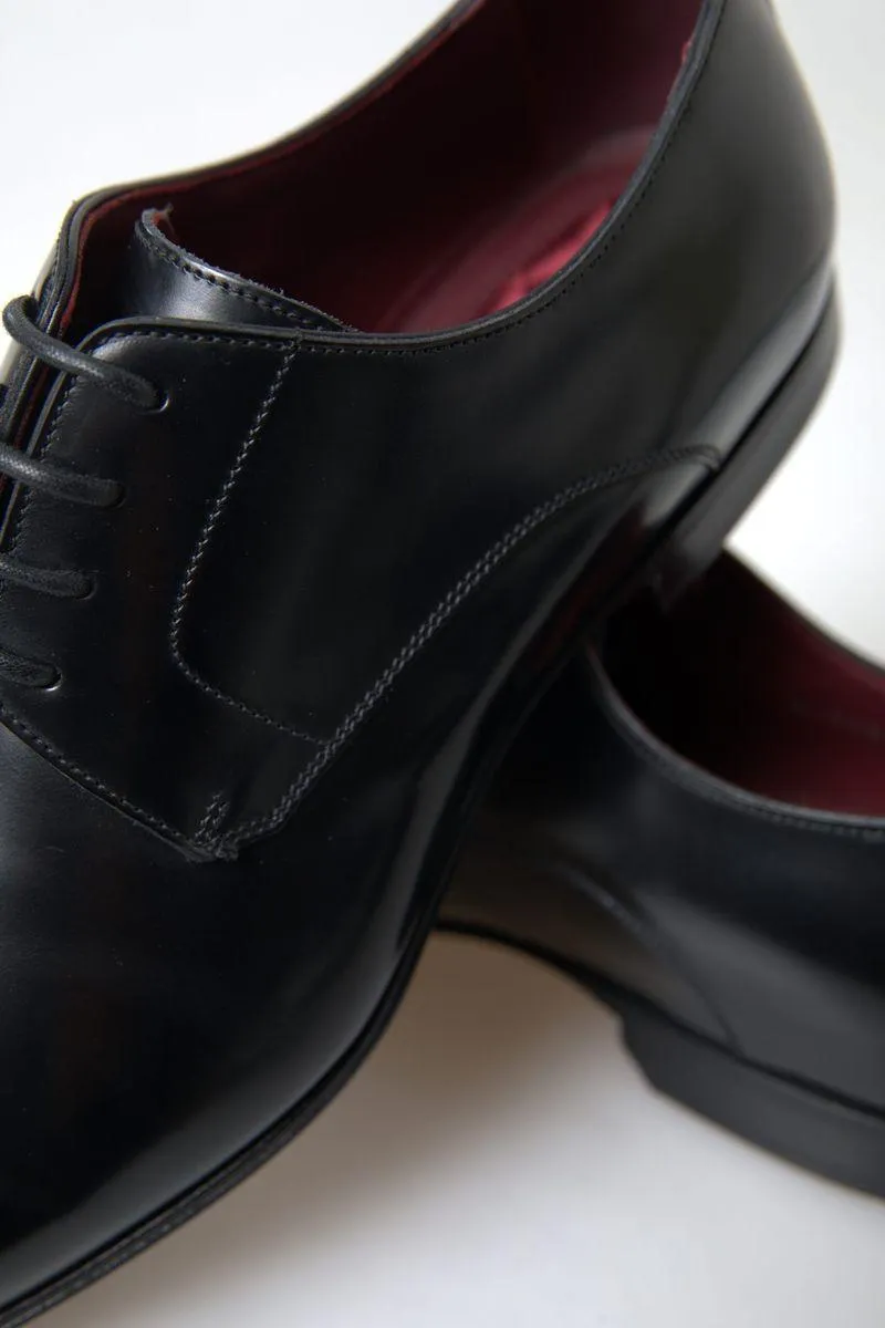 Dolce & Gabbana Black Leather Gold Formal Shoes