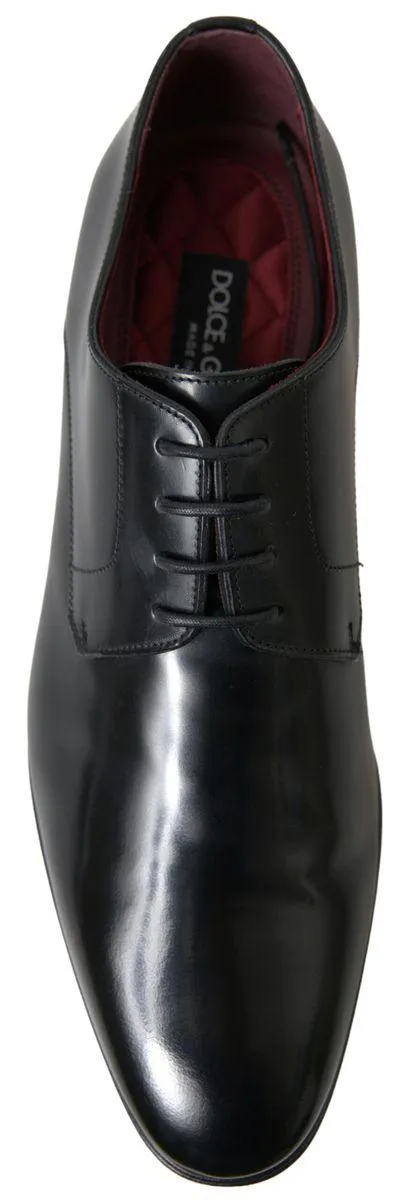 Dolce & Gabbana Black Leather Gold Formal Shoes