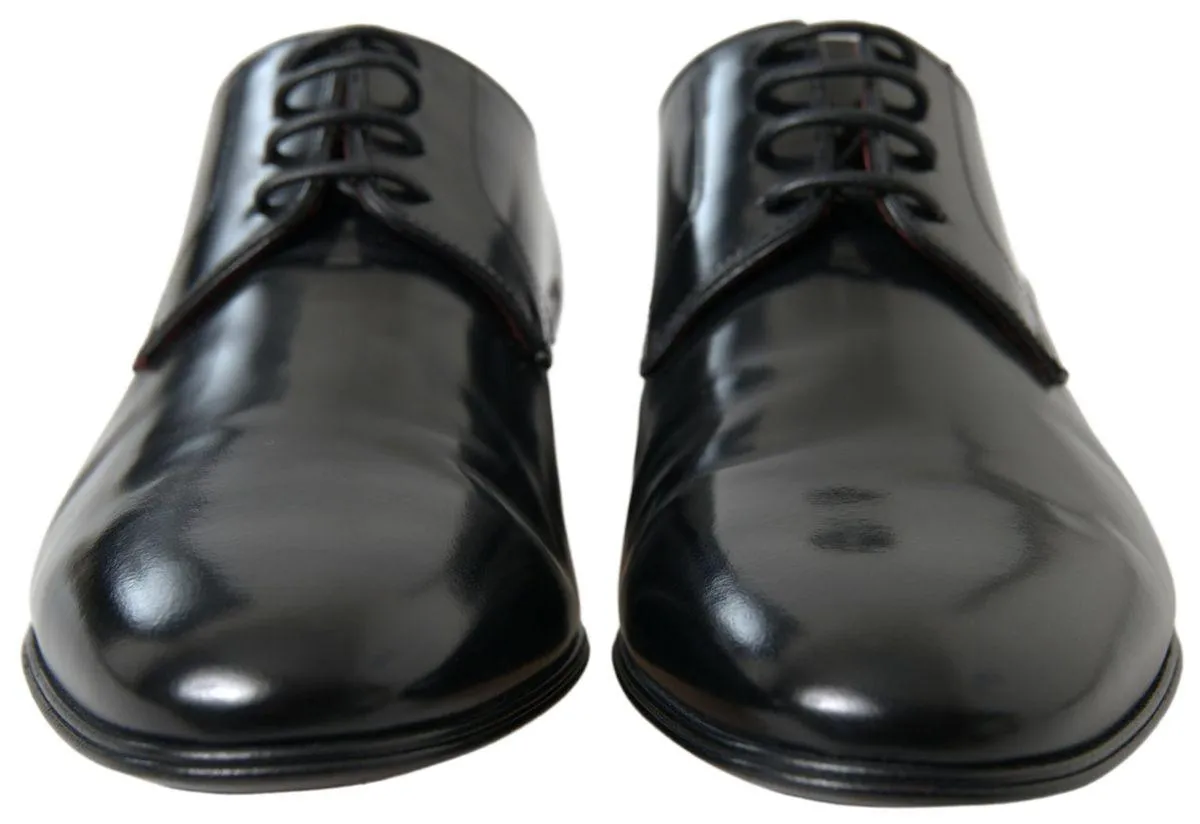 Dolce & Gabbana Black Leather Gold Formal Shoes