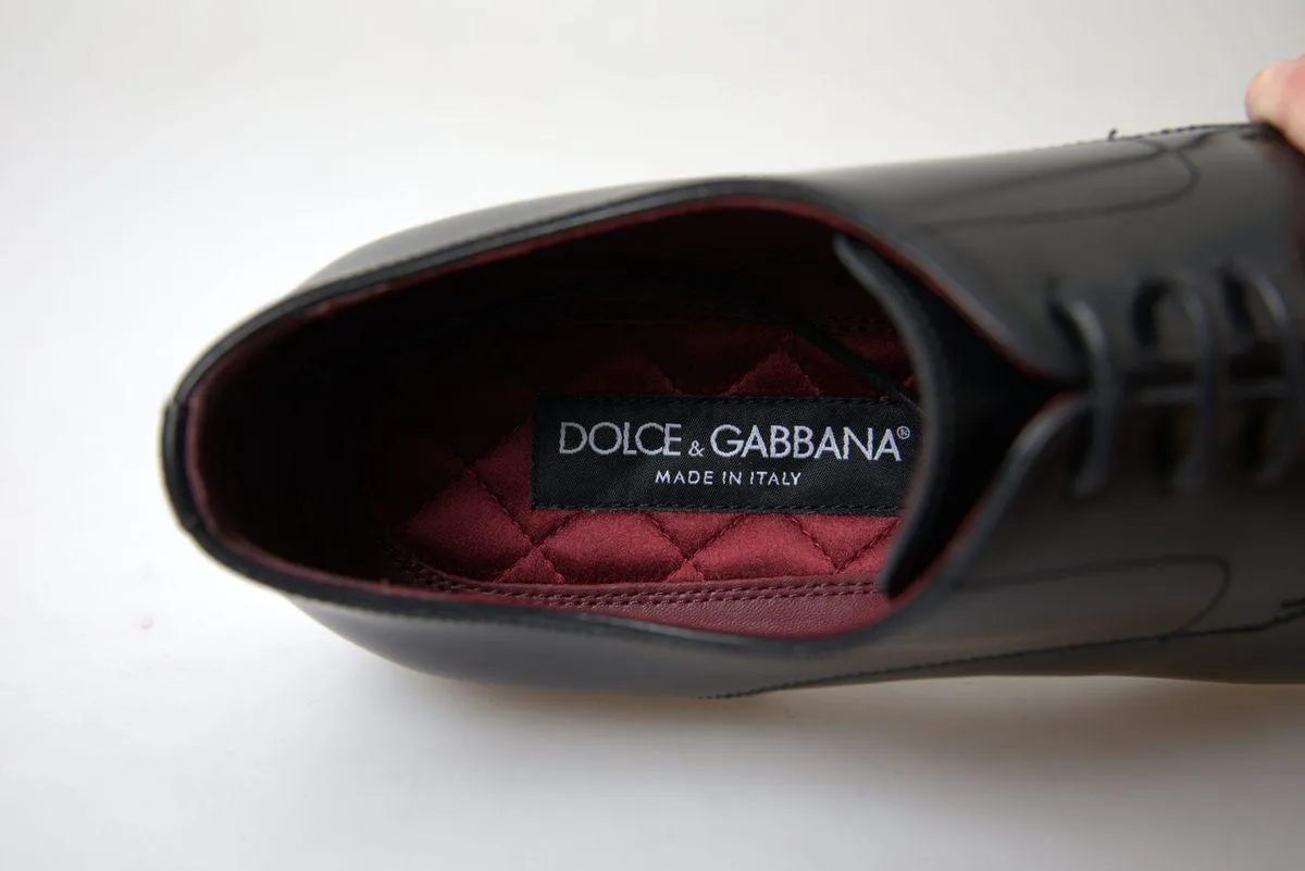 Dolce & Gabbana Black Leather Gold Formal Shoes