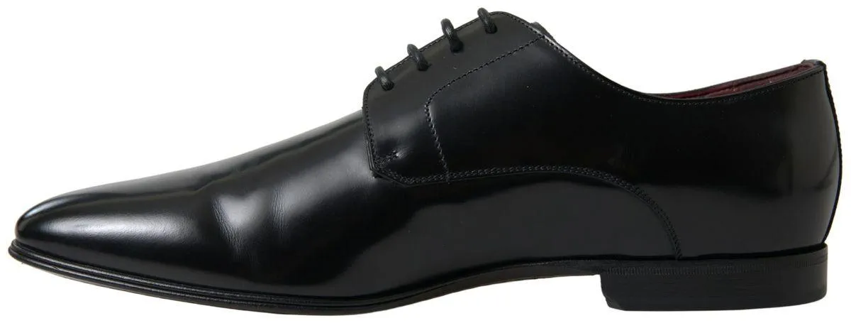 Dolce & Gabbana Black Leather Gold Formal Shoes