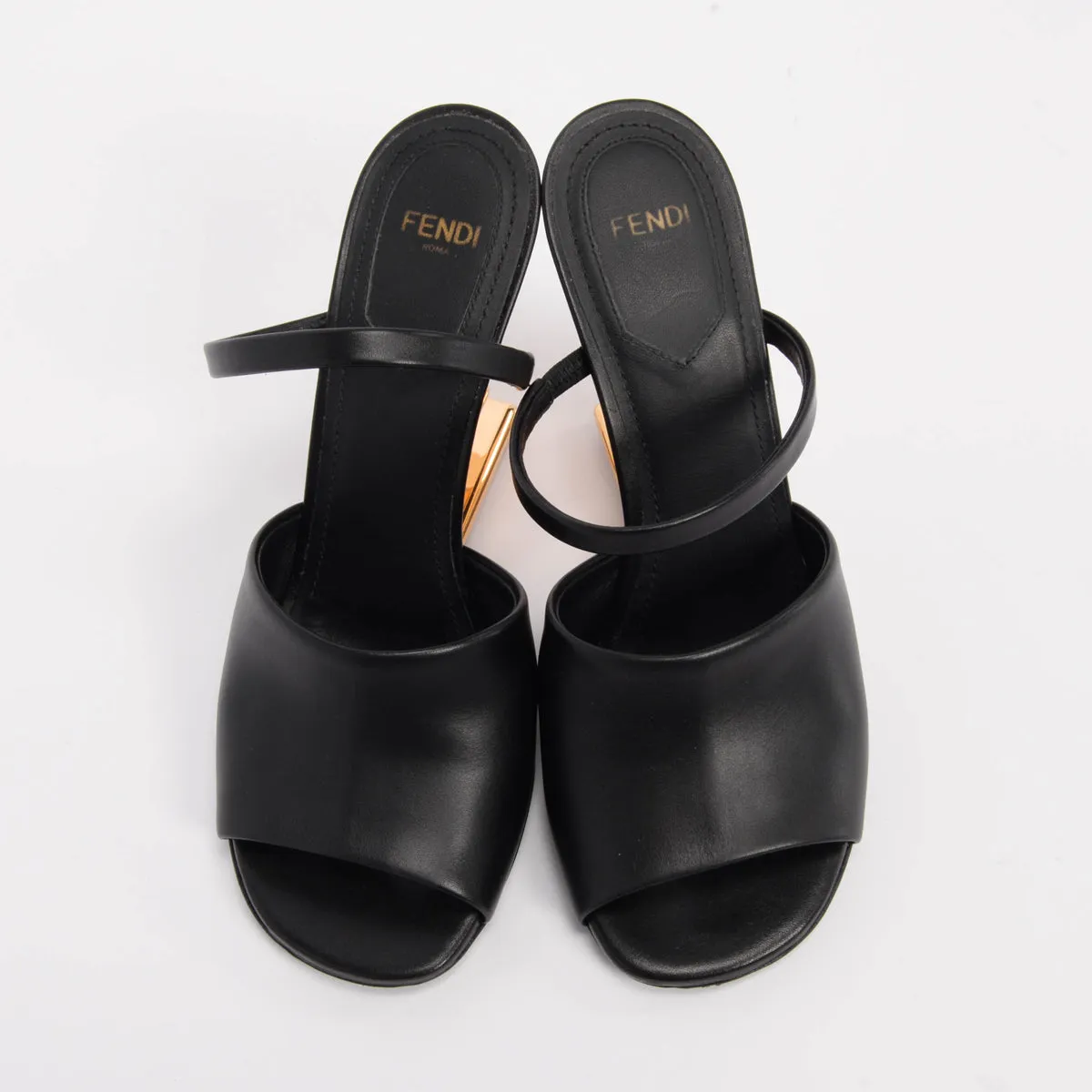 Fendi Black Lambskin Fendi First Mules 36
