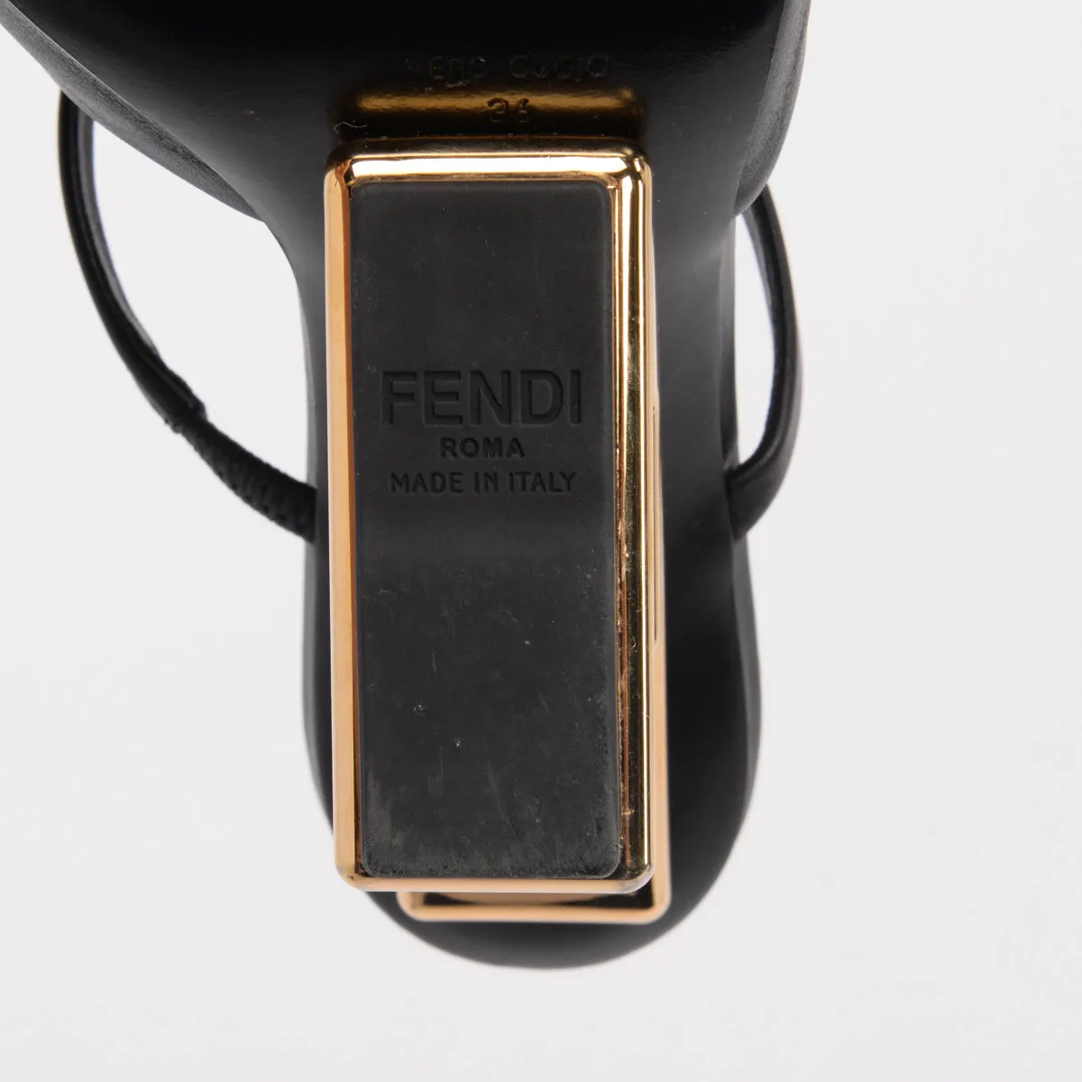 Fendi Black Lambskin Fendi First Mules 36
