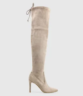 GABOR Thigh High Stretch Boot in Dust Suede