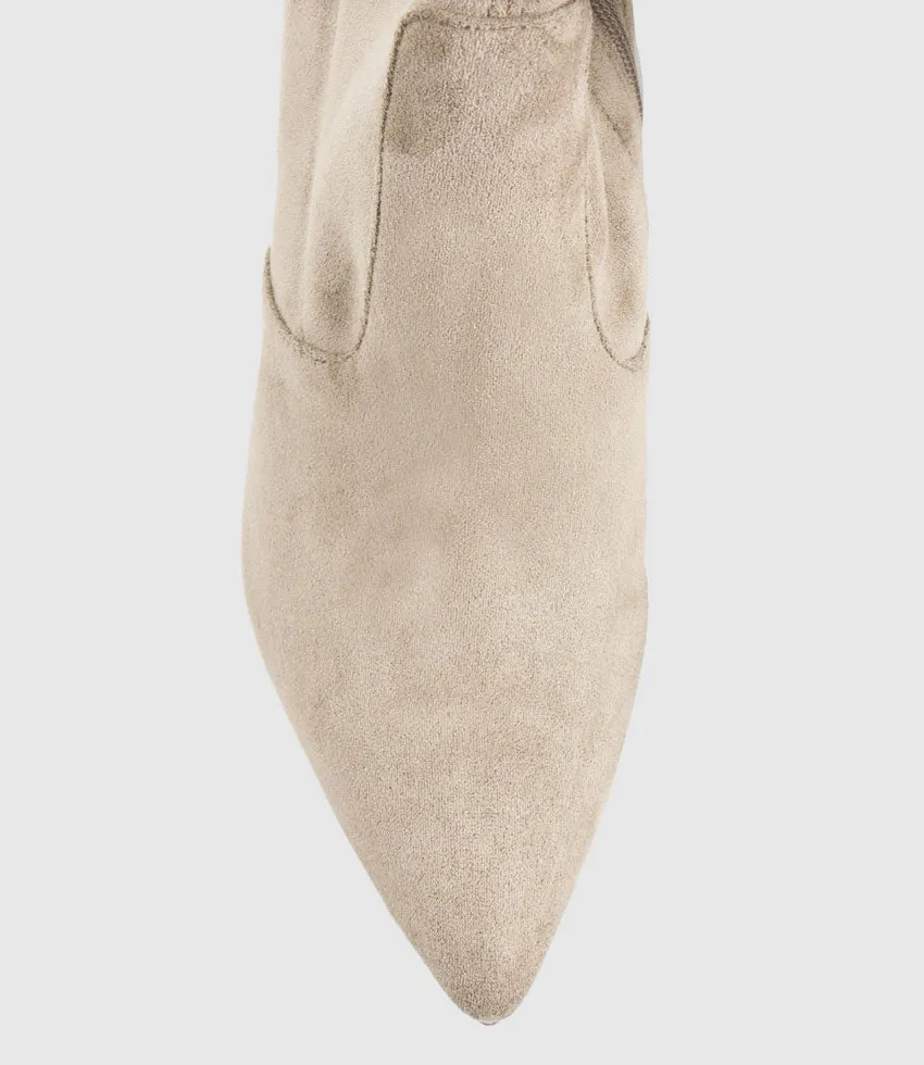 GABOR Thigh High Stretch Boot in Dust Suede