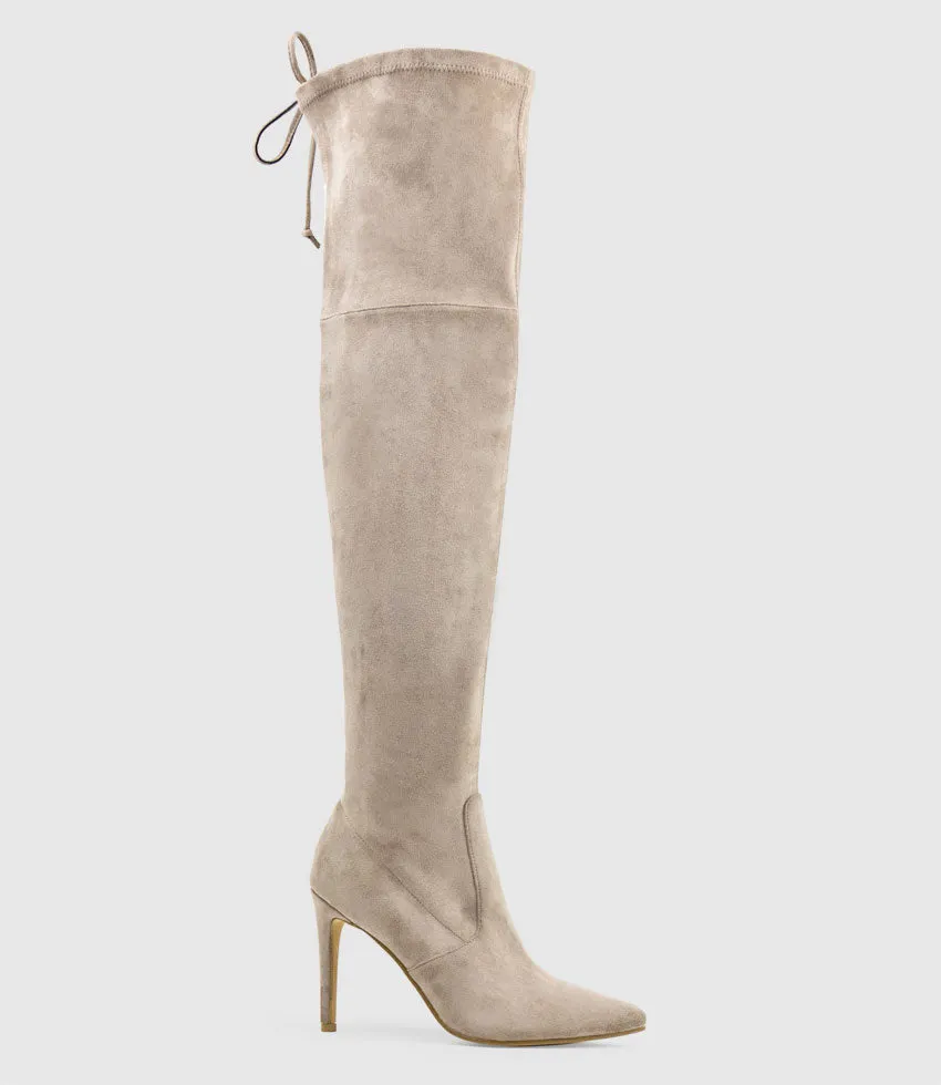GABOR Thigh High Stretch Boot in Dust Suede