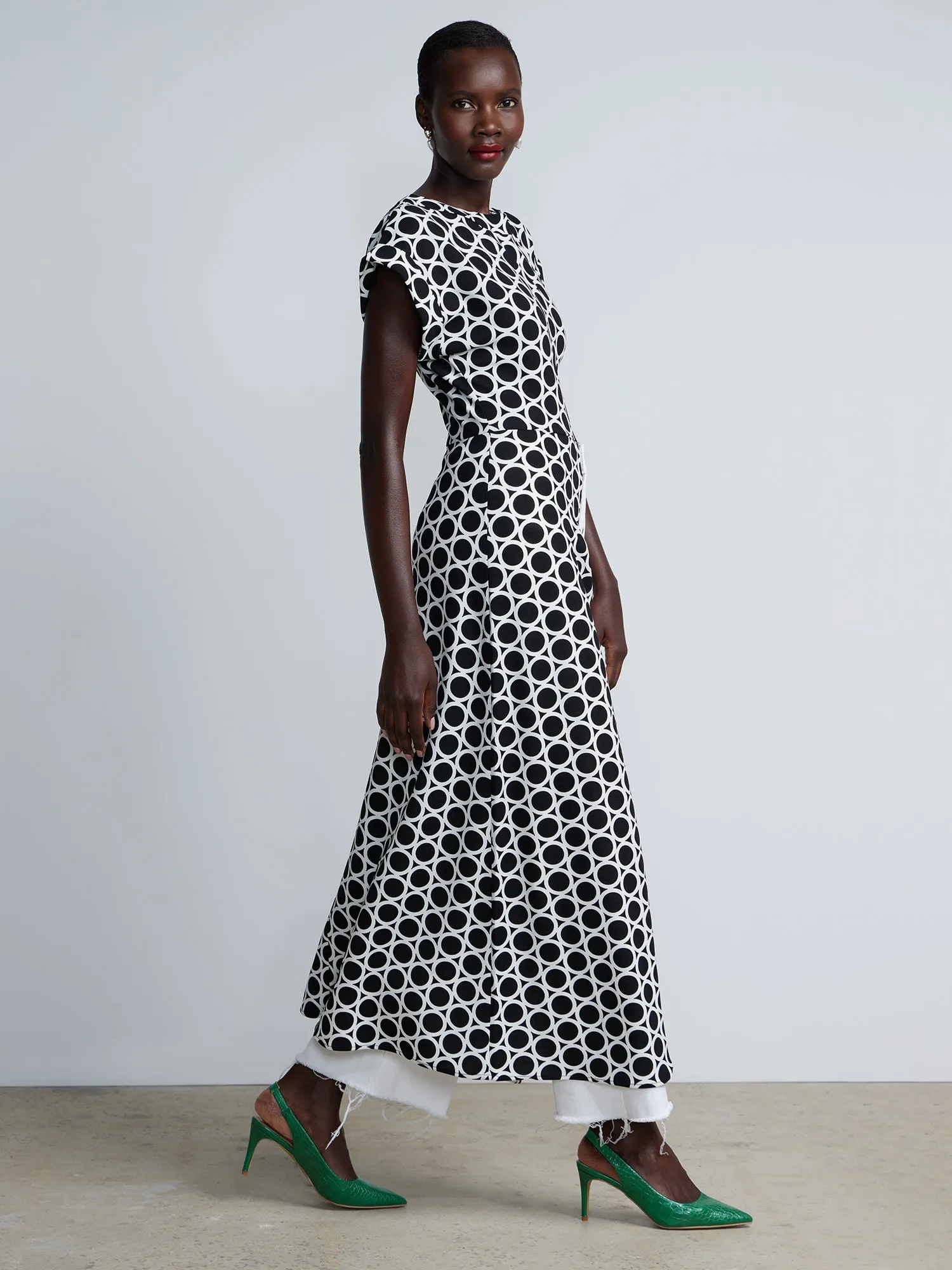 Geometric Dot-Print Knit Maxi Top