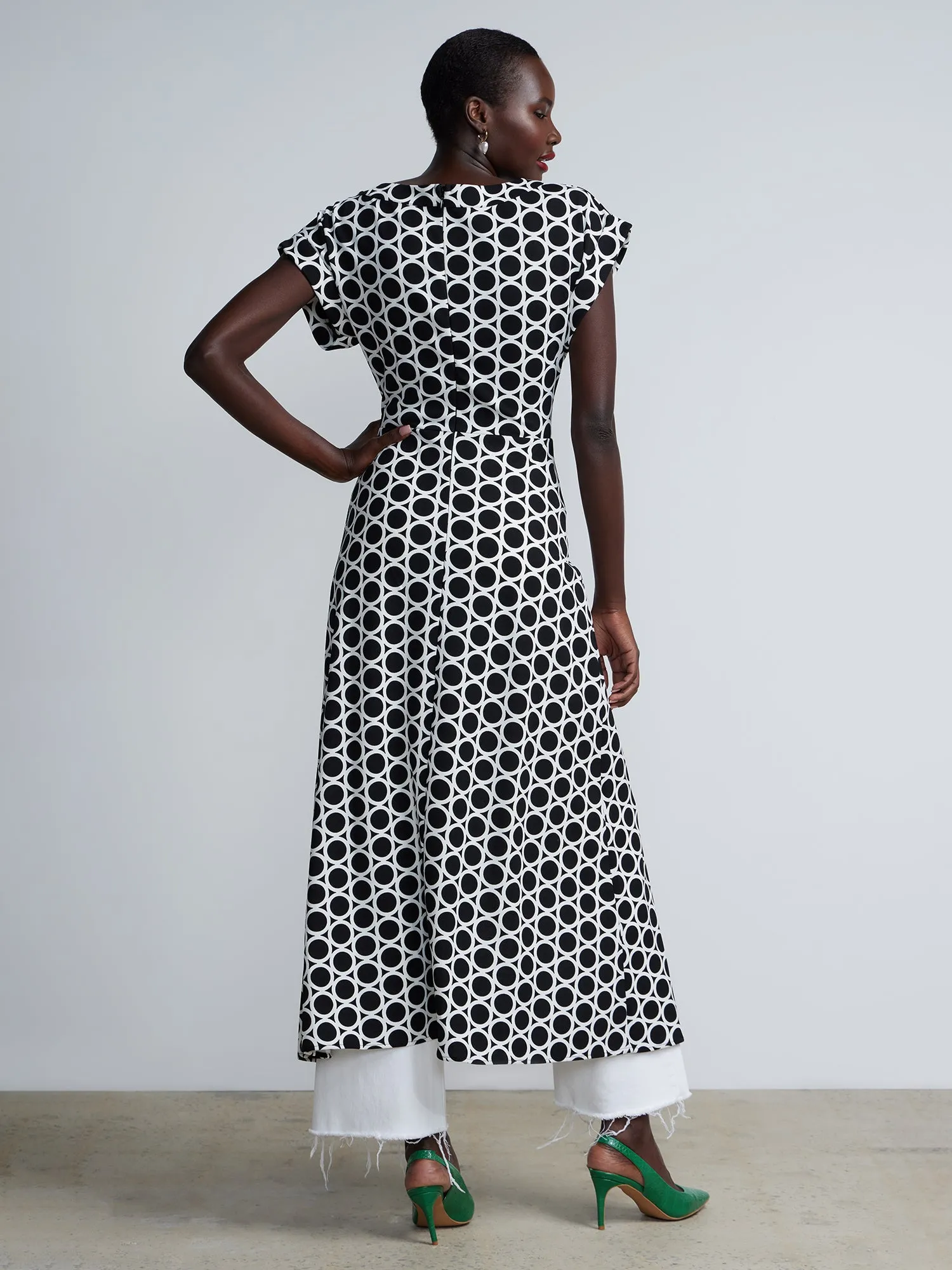 Geometric Dot-Print Knit Maxi Top