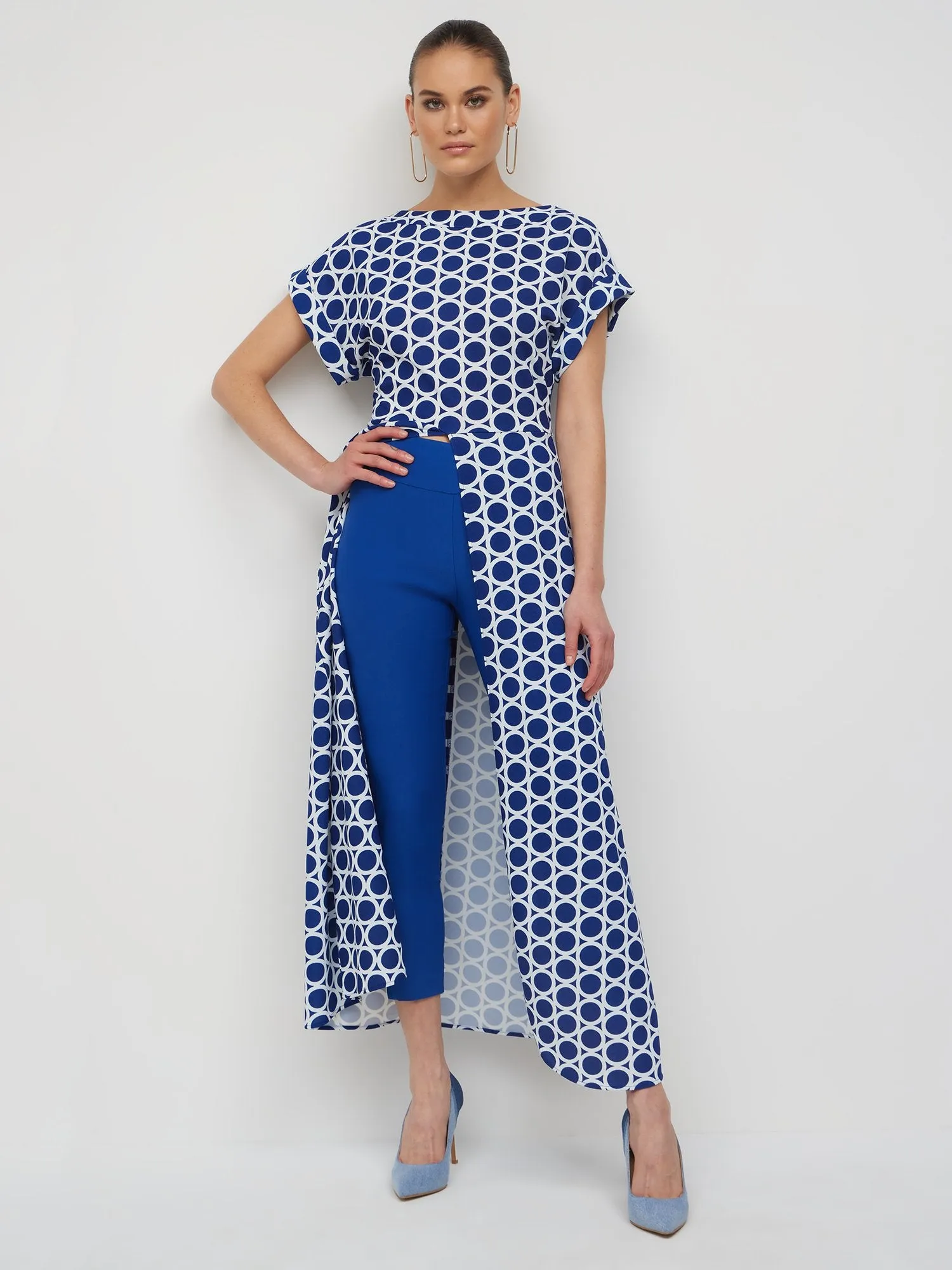Geometric Dot-Print Knit Maxi Top