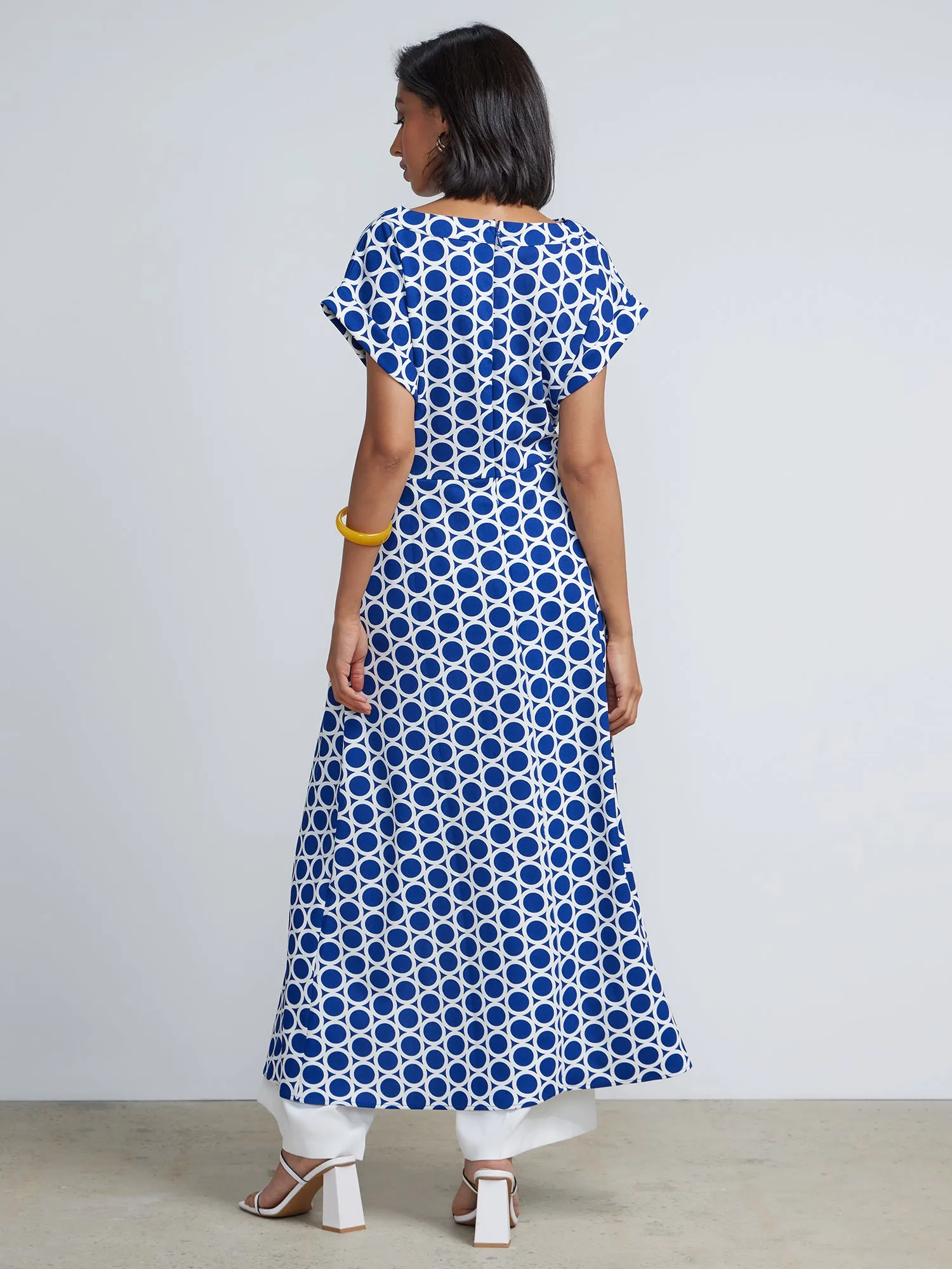Geometric Dot-Print Knit Maxi Top