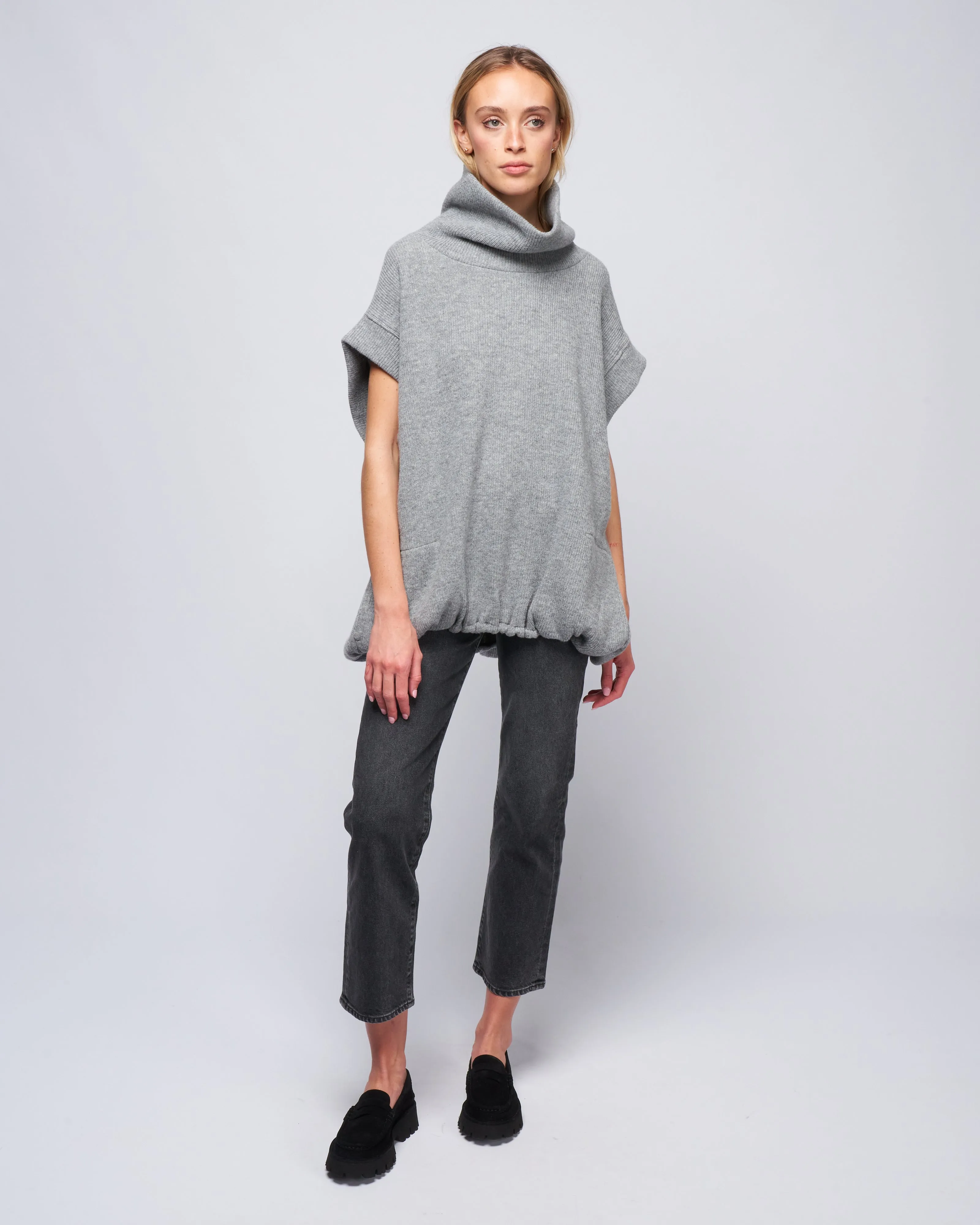gisele rollneck gilet - mid grey