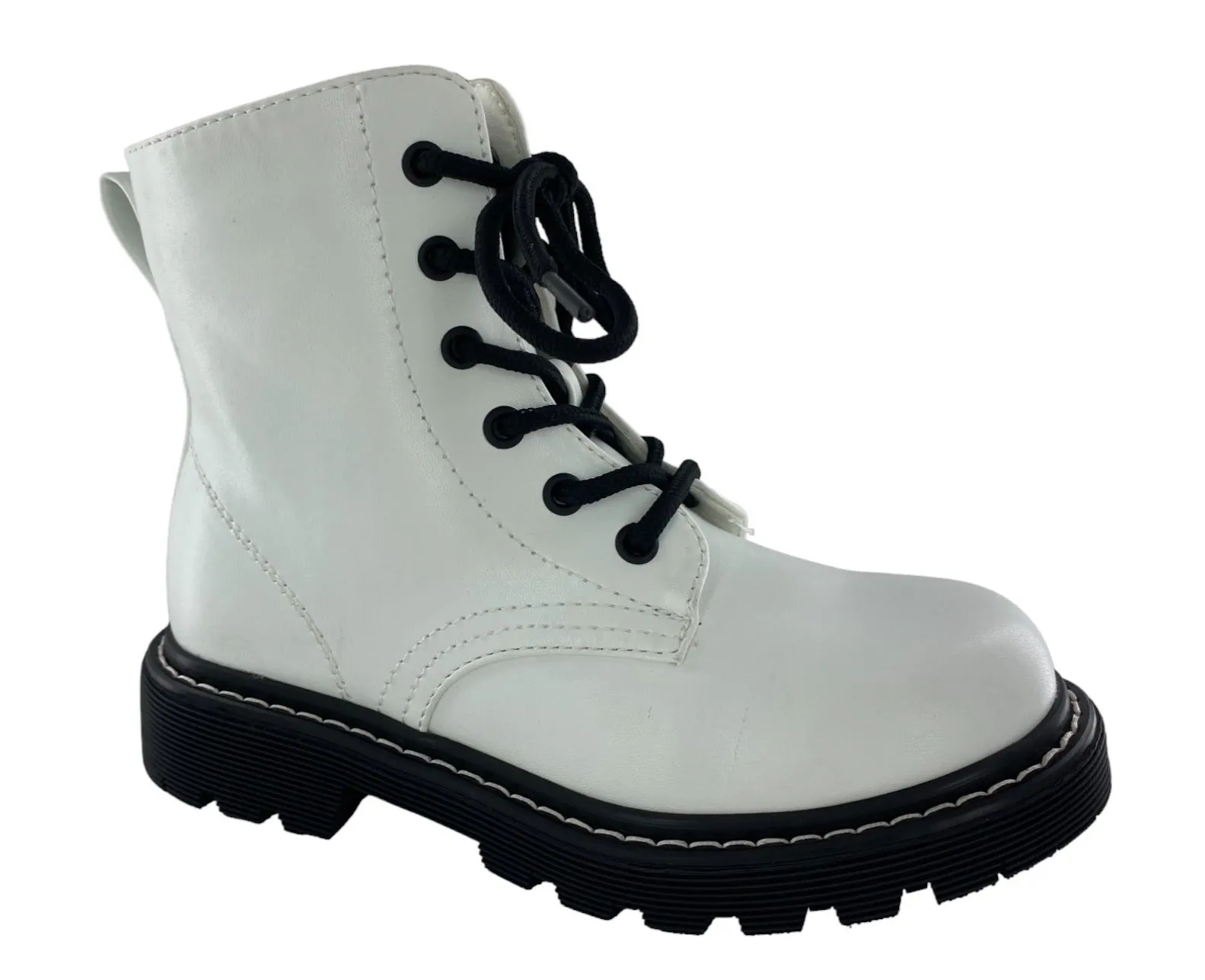 Gotta Flurt Girl's Lori G White Short Shaft Combat Boot