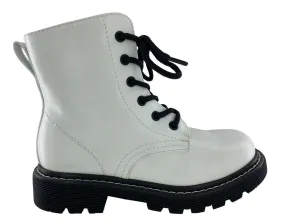 Gotta Flurt Girl's Lori G White Short Shaft Combat Boot