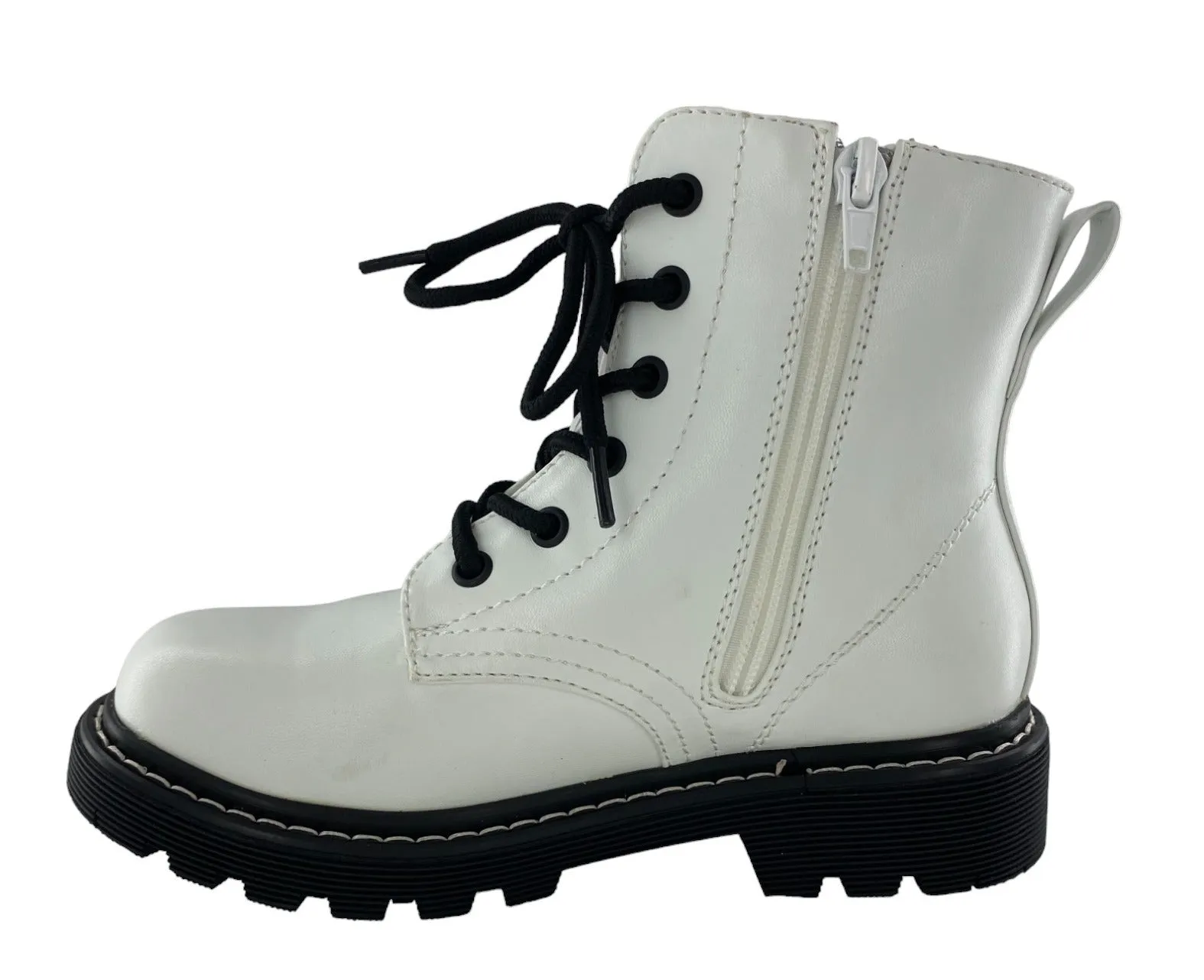 Gotta Flurt Girl's Lori G White Short Shaft Combat Boot